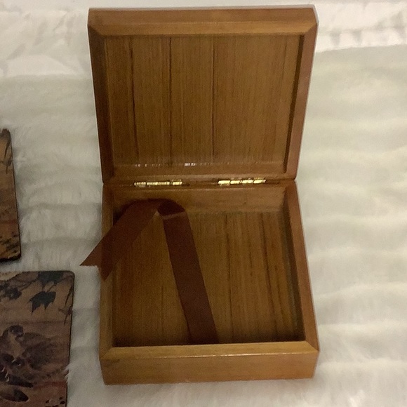 Vintage wooden Table Coaster set with Duck Nature Theme 4 Coasters - Picture 4 of 6